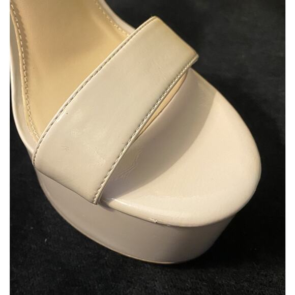 STEVE MADDEN Women's “Blane” Size 9.5M Bone Patent Platform Ankle Strap Heels - Picture 8 of 15